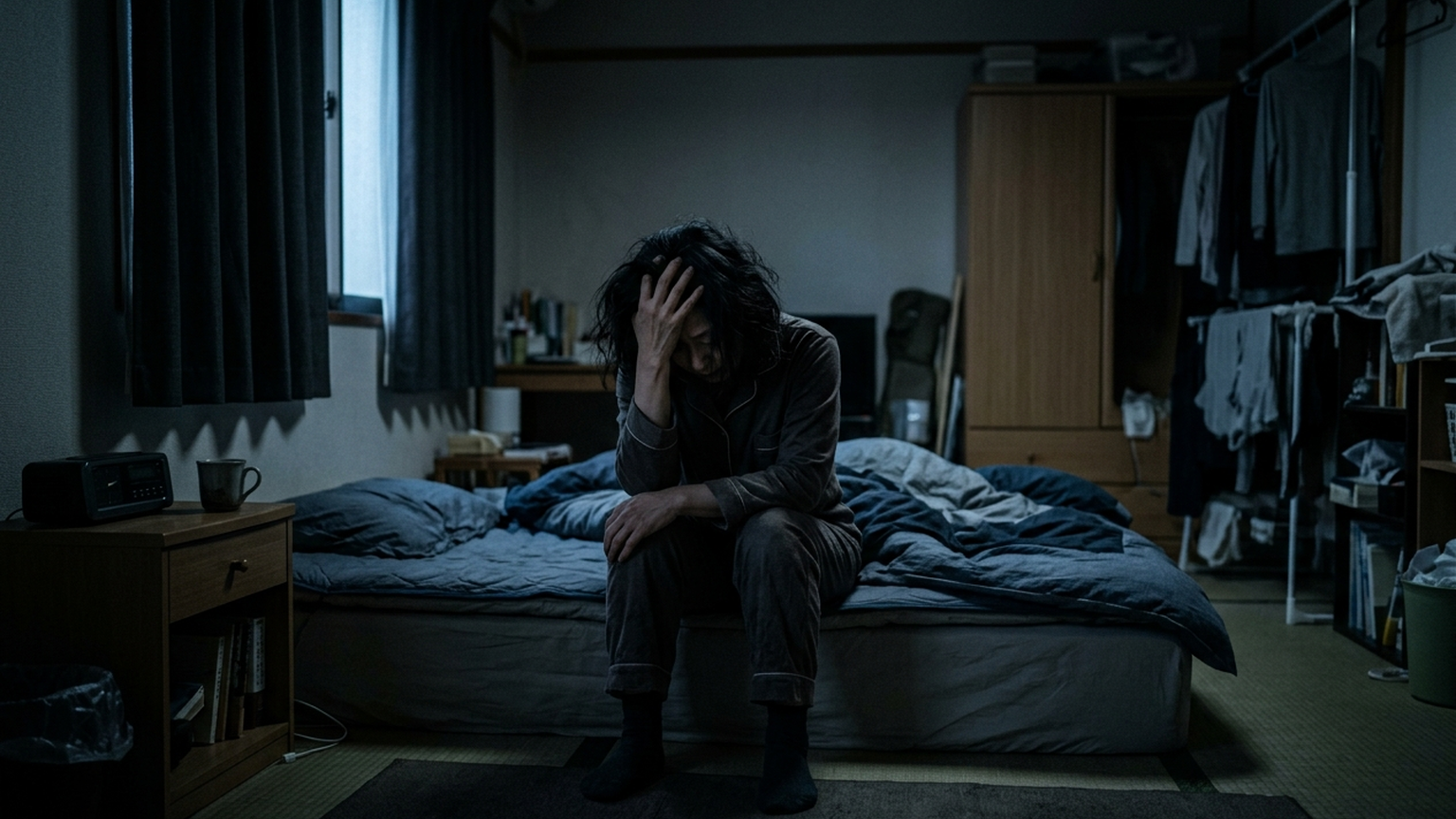 静かに考え込む人物